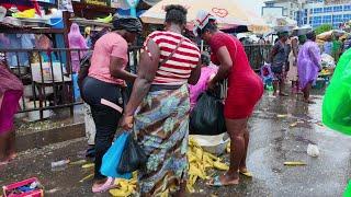 HEAVY RAINS DESTROY AFRICAN STREET MARKET GHANA ACCRA MAKOLA