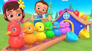 Baby Learns Colors with Wooden House & Hammer Toy | Fun Duck & Car Ride Video for Kids & Toddlers