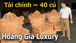 (Sẵn Mộc ) Bộ Louis Hoàng Gia Chân 12 Gỗ Hương - Hàng Dày, Vân Víp | Đồ Gỗ Bảo Lộc
