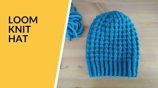 Purl and Rib Stitch Hat, Round Knitting Loom, Loom Knit Hat