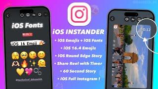 iOS INSTANDER Tutorial | iOS Emojis | iOS Fonts | Reel Share Like iPhone| Full iOS Instagram