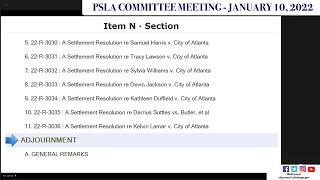 Atlanta City Council Public Safety & Legal Administration Committee Meeting-January 10, 2022