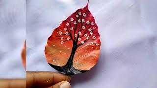 Easy acrylic painting on leaf | Amazing Painting for beginners  #shorts