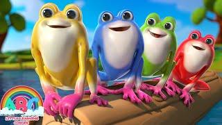 Five Little Frogs Diving in Pond | Nursery Rhymes & Kids Songs | Abc Little Learning Corner