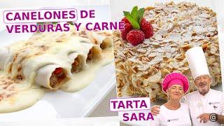 Canelones de verduras y carne - Tarta Sara // Eva y Karlos Arguiñano