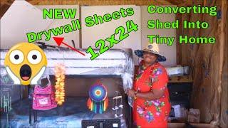 Small dreams57 Converting 12x24 Shed Into Tiny Home Drywall Sheets