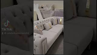 Elevate your living space with the Genova Corner Sofa in luxurious cream velvet and stunning gold