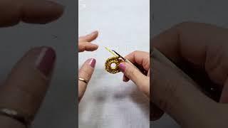 How I knitted earrings from gold thread.#diy #craft