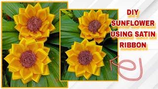 DIY SUNFLOWER USING SATIN RIBBON