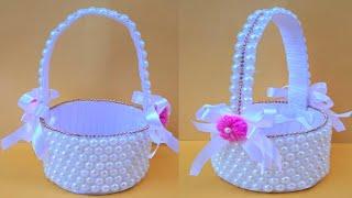 DIY Easy Plastic Bottle flower Basket Craft idea/Beads flower vase/Best out of waste plastic bottle