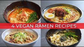 VEGAN RAMEN RECIPES | Spicy Tan Tan | Coconut Chili | Peanut Satay | Chickpea Miso (ビーガンラーメンレシピ)