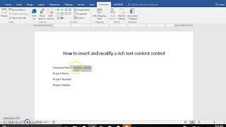 How to insert and modify a rich text content control