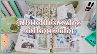 $78 debt binder stuffing | savings challenges | scratch offs & roll the dice | budgetwithamanda