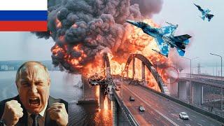 Crimean Bridge is gone forever! Ukrainian F-16 High Precision Missiles Hit Crimean Bridge Support.