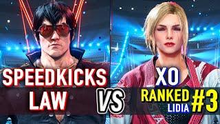 T8  SPEEDKICKS (Law) vs XO (#3 Ranked Lidia)  Tekken 8 High Level Gameplay