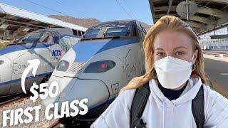 $50 FIRST CLASS KTX Korean Bullet Train Review (한국어 자막)