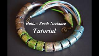 hollow beads necklace polymer clay tutorial полые бусины из полимерной глины DIY Collier