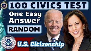 2024 U.S. Citizenship Official USCIS Civics Test (Practice Quiz) One Easy Answer (Random Order)