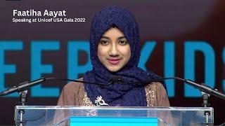 Faatiha Aayat | Speaking at UNICEF USA GALA 2022