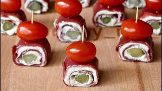 Easy Italian appetizers Bresaola and Cream Cheese bites Inspiration Ideas Antipasto Ideas 