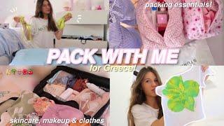 pack with me for a summer trip to GREECE ️*clothes, skincare & makeup essentials*