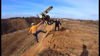 Professional stunts on a gravel pit | Flying KTM SXF-350 | How NOT to drive on mountains...