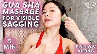 [5-MIN] QUICK DAILY GUA SHA FACIAL MASSAGE FOR VISIBLE SAGGING & LOSS OF ELASTICITY | Follow Along