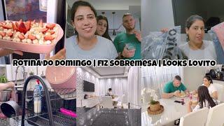 Rotina do nosso domingo| limpei a cozinha | fiz sobremesa de morango| looks Lovito ️