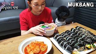 리얼먹방:) 직접만든 김밥 (ft.컵라면) 웬만하면 사서드세요ㅣGimbap & Cup NoodleㅣREAL SOUNDㅣASMR MUKBANGㅣEATING SHOWㅣ