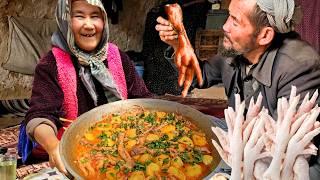 The CRAZIEST CHICKEN FEET Dish in Afghanistan! Cooked by Mountain Village Man