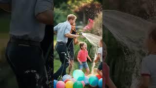 Ai art / Meghan playing with three kids #summer #watergames #meghanmarkle #princeharry