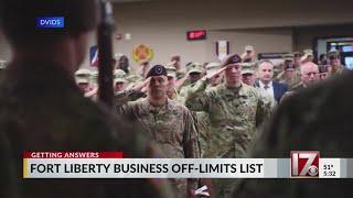 Fort Liberty business off-limits list