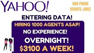 YAHOO Hiring! Data Entry Jobs No Experience No Interview No Set Schedule Non Phone Remote Jobs