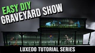 DIY Graveyard Projection Mapping: Custom Facade, AtmosFX, and Luxedo Explained