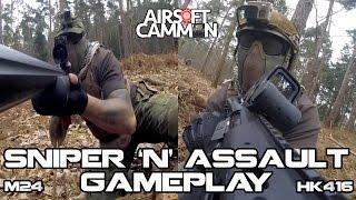 Airsoft Assault & Sniper Gameplay - Woodland Airsoft - Tokyo Marui HK416D & Cyma CM702 (M24)