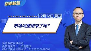 市场调整结束了吗？ | 2024.12.12 周四 A股解盘 | #上证指数 #收评 #股票行情 #大盘分析 #都业华 #每日解盘 #缠中说禅 #中枢理论 #技术面分析