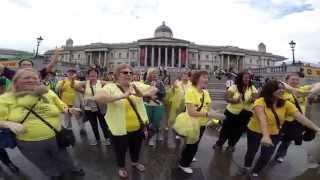 London Laughter Flashmob 5th July 2014 on Trafalgar Square with Laughter Yoga Practitioners