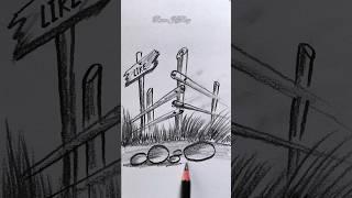 Art Scenery Drawing | Wooden Fence Shade #drawing #sketch #shorts