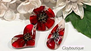 Polymer Clay ‘Water Color’ Poppy Pendants