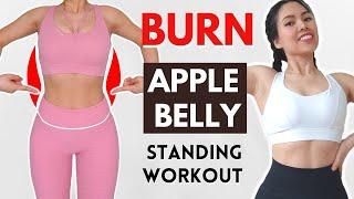 LOSE APPLE BELLY FAT 10 min standing workout, lower abs & waist, beginner knee friendly | Hana Milly