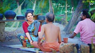 " It's time for lunch "   River fish curry and rice cooked in the outdoor kitchen | My lifestyle.