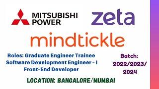 Mitsubishi Hiring Trainee | Zeta Careers Hiring SDE-I | Mindtickle Hiring Front-End Developer |