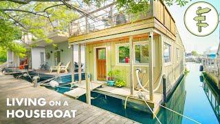 Woman Living on a Charming Tiny Houseboat in All 4 Seasons – Full Tour & How It Works