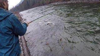 Hooking and Fighting a Beauty Steelhead from a Gnarly Log Pile - Epic Fight! Captain Quinn