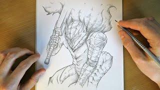 How to Draw Guts' Berserker Armor | Step by Step Sketch Drawing Tutorial | Berserk