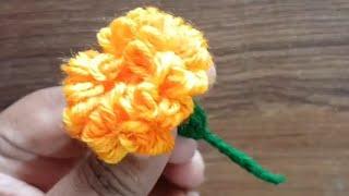 woolen mari gold flower  #woolencreations #diy #handmade