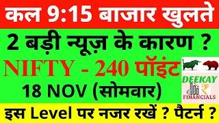 कल 9:15 बाजार खुलते Nifty Prediction For Tomorrow | Banknifty Monday 18 November Market Prediction