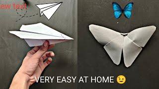 How to make very easy paper airplane or butterfly  at home 