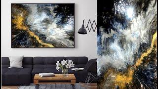 'SUPERNOVA' GALAXY Pour Painting on LARGE Canvas / Acrylic Pouring / Fluid Abstract Art (127)