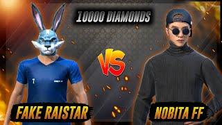 NOBITA FF VS FAKE RAISTAR  || 1 VS 1 Custom Room || Raistar || 10000 Diamond Win - Garena Free Fire